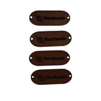 B83 - Handmade Deri Etiket (4 Adet) - 35 mm Kahverengi