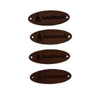 B84 - Handmade Deri Etiket (4 Adet) - 35 mm Kahverengi