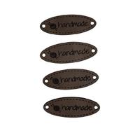 B85 - Handmade Deri Etiket (4 Adet) - 35 mm Koyu Kahve