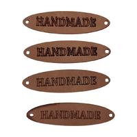 B94 - Handmade Deri Etiket (4 Adet) - 50 mm Taba