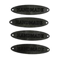 B95 - Handmade Deri Etiket (4 Adet) - 50 mm Siyah
