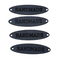 B96 - Handmade Deri Etiket (4 Adet) - 50 mm Lacivert