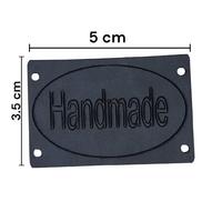 B99 - Handmade Büyük Deri Etiket ( 1 ADET ) - 5x3.5cm Lacivert