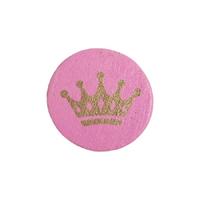 Bebe Pembe Taç Baskılı Ahşap Boncuk - 20 mm
