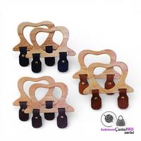 ÇantaPro - Deri Böceli Kalp Model Masif Bambu Çanta Sapı Çifti