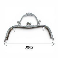 Çiçekli Antik Görünümlü Çanta Klipsi - Burs / 25 cm - Gümüş (Dikişli)