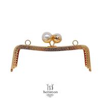 Desenli İnci Vidalı Çanta Klipsi - Burs (SN10) / 20 cm - Gold (Dikişli)