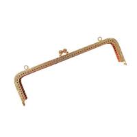Desenli Kare Çanta Klipsi - Burs / 25 cm - Gold (Dikmeli)