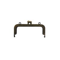 Desenli Kare Çanta Klipsi - Burs / 10 cm - Eskitme Gold (Dikmeli)