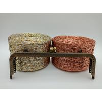 Desenli Kare Çanta Klipsi - Burs / 20 cm - Eskitme Gold (Dikmeli)