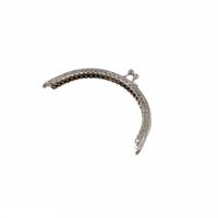 Desenli Oval Çanta Klipsi - Burs / 16 cm - Gümüş (Dikmeli)