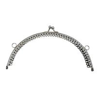 Desenli Oval Çanta Klipsi - Burs / 20 cm - Gümüş (Dikmeli)