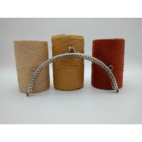 Desenli Oval Çanta Klipsi - Burs / 20 cm - Gümüş (Dikmeli)