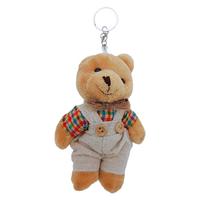 Ekose Desenli Renkli Pantolonlu Ayıcık Anahtarlık & Çanta Süsü - 12 cm