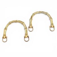 GOLD Metalik Plastik Bambu Çanta Sapı Çifti - 13x10cm