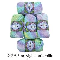 İH5168 - 250 gr. (5 Adet - 1 Adedi 50 gram - "Küçük" Çile) Alize miss batik % 100 merserize cotton 280 mt ince  Color 2132