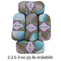 İH5169 - 250 gr. (5 Adet - 1 Adedi 50 gram - "Küçük" Çile) Alize miss batik % 100 merserize cotton 280 mt ince  Color 3675