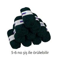 İH5943 - 530 gr. (10 Adet) % 75 yün moher koyu yeşil İhraç Fazlası İp
