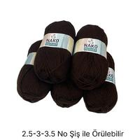 İH6092 - 546 gr. (5 Adet) Nako outlet yumuşak doku kahverengi İhraç Fazlası İp