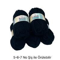 İH6200 - 460 gr. (5 Adet) Nako outlet spagetti yumuşak doku siyah İhraç Fazlası İp
