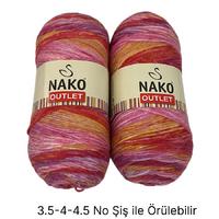 İH6259 - 574 gr. (2 Adet) Nako outlet batik uzun sarım  İhraç Fazlası İp