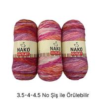İH6260 - 858 gr. (3 Adet) Nako outlet batik uzun sarım İhraç Fazlası İp