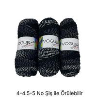 İH6279 - 420 gr. (3 Adet) Nako vogue kırçıllı siyah İhraç Fazlası İp