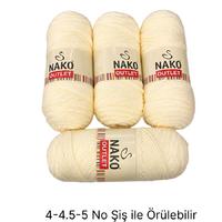 İH6292 - 826 gr. (4 Adet) Nako outlet uzun sarım krem İhraç Fazlası İp