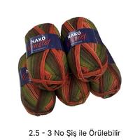 İH6359 - 536 gr. (5 Adet) % 75 yün batik nako outlet  İhraç Fazlası İp