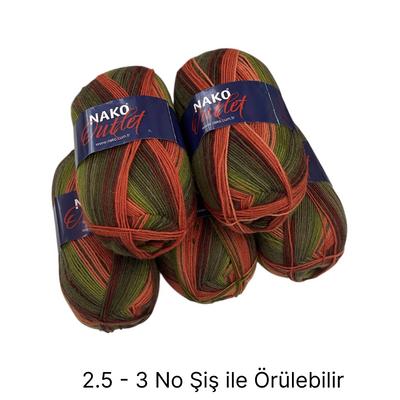 İH6359 - 536 gr. (5 Adet) % 75 yün batik nako outlet  İhraç Fazlası İp