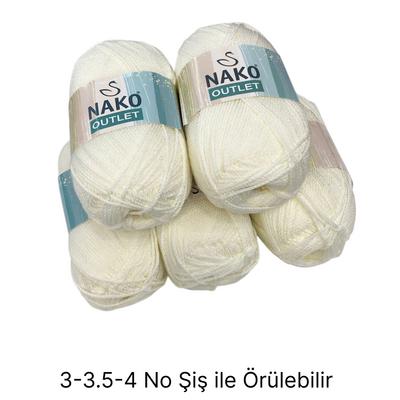 İH6380 - 518 gr. (5 Adet)Nako outlet pırlanta ekru İhraç Fazlası İp