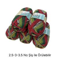İH6395 - 520 gr. (5 Adet) % 75 yün simli nako outlet  İhraç Fazlası İp