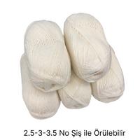 İH6469 - 486 gr. (5 Adet) % 75 ince yün ekru İhraç Fazlası İp