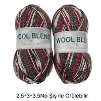 İH6542 - 200 gr. (2 Adet) % 73 yün simli batik ihraç Fazlası İp