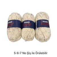 İH6543 - 266 gr. (3 Adet) Nako outlet spagetti kalınlık tweedli İhraç Fazlası İp