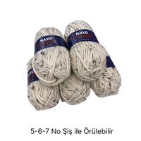 İH6599 - 485 gr. (5 Adet)Nako outlet spagetti kalınlık yumuşak doku tweedli İhraç Fazlası İp