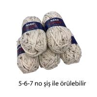 İH6632 - 500 gr. (5 Adet) Nako outlet spagetti kalınlık yumuşak dokulu tweedli İhraç Fazlası İp