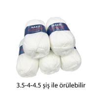 İH6645 - 500 gr. (5 Adet) Nako Outlet yumuşak dokulu Beyaz İhraç Fazlası İp
