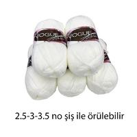 İH6677 - 430 gr. (5 Adet) Nako vogue yumuşak dokulu beyaz İhraç Fazlası İp