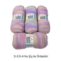 İH6722 - 610 gr. (4 Adet) Nako outlet hafif simli  uzun sarım batik İhraç Fazlası İp