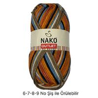 İH6755 - 308 gr. (1 Adet) Nako outlet yumuşak doku kalın batik İhraç Fazlası İp