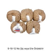 İH6784 - 500 gr. (5 Adet) Nako outlet romeo % 100 yün moher ihraç sütlü kahve İhraç Fazlası İp