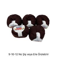 İH6785 - 500 gr. (5 Adet) Nako outlet romeo % 100 yün moher ihraç koyu kahve İhraç Fazlası İp