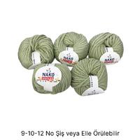 İH6787 - 500 gr. (5 Adet) Nako outlet romeo % 100 yün moher ihraç pastel yeşil İhraç Fazlası İp