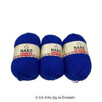 İH7433 - 710 gr. (3 Adet) Nako outlet ihraç saks mavi İhraç Fazlası İp