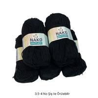 İH7725 - 340 gr. (5 Adet) Antipilling nako outlet siyah İhraç Fazlası İp