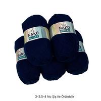 İH7841 - 458 gr. (5 Adet) Nako Yumuşak Doku ince lacivert  İhraç Fazlası İp