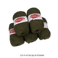 İH8019 - 476 gr. (5 Adet) Nako vogue Yumuşak Doku  haki İhraç Fazlası İp