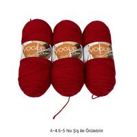 İH8070 - 530 gr. (3 Adet) Nako vogue uzun sarım kırmızı İhraç Fazlası İp