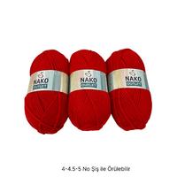 İH8096 - 312 gr. (3 Adet) Nako outlet Yumuşak Doku kırmızı İhraç Fazlası İp